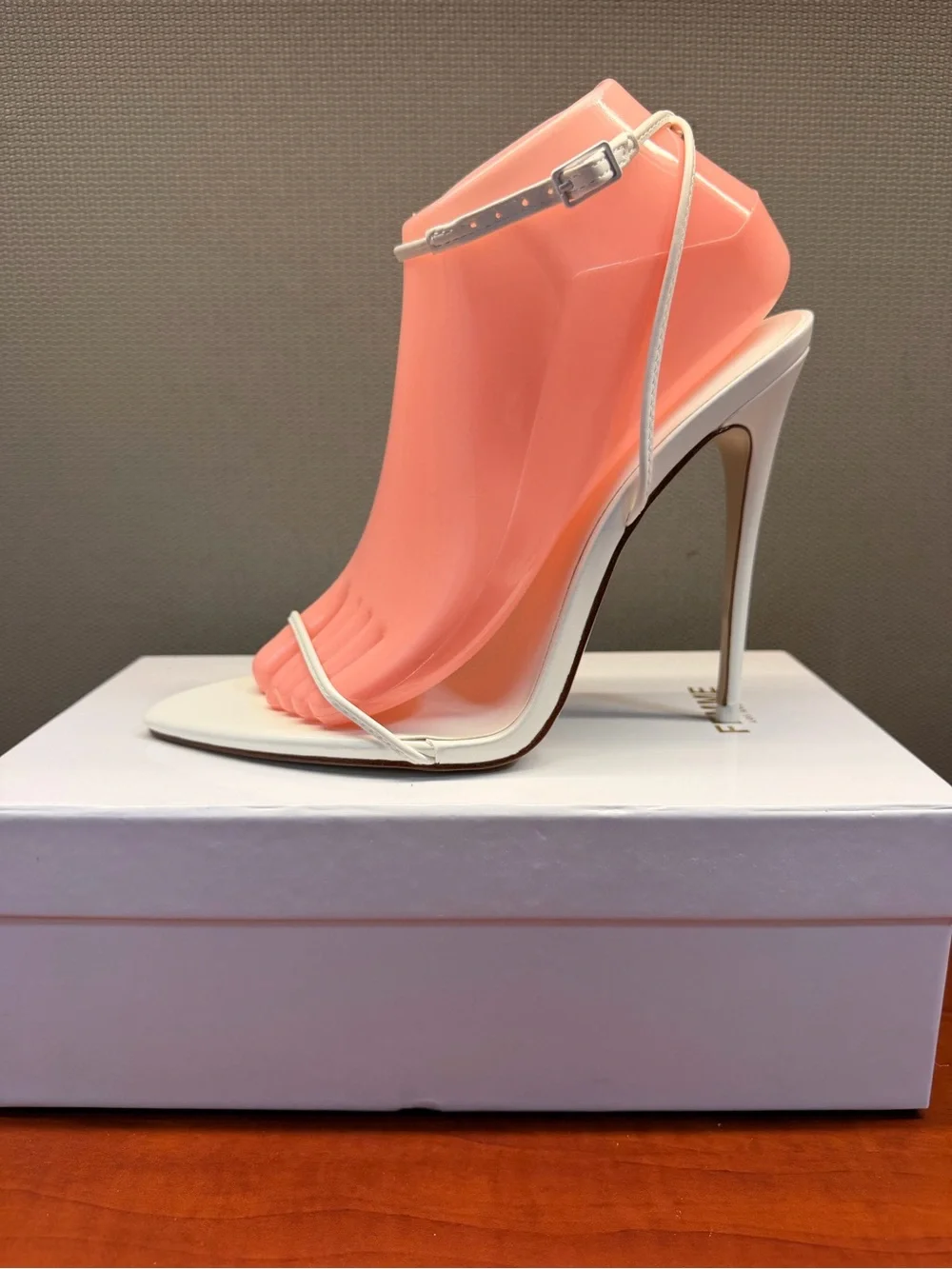 Elegant Coral-Peach High Heel Sandal with Ankle Strap